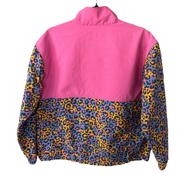 Merrell Supplex Anorak Windbreaker Rainbow Leopard Print Pink 90s Style Jacket - Picture 2 of 9